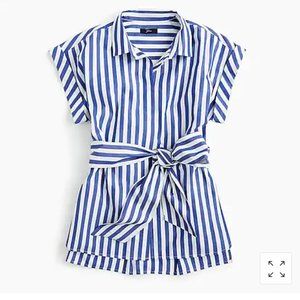NWT J. Crew Button Front Tie Waist Top in Stripes